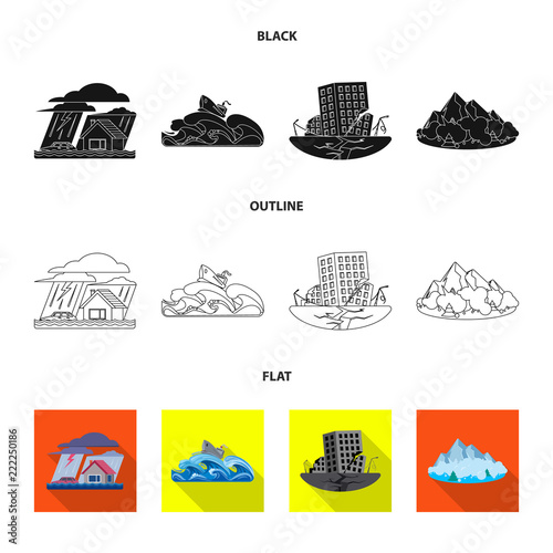 Isolated object of natural and disaster icon. Collection of natural and risk vector icon for stock.