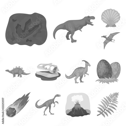 Different dinosaurs monochrome icons in set collection for design. Prehistoric animal vector symbol stock web illustration.