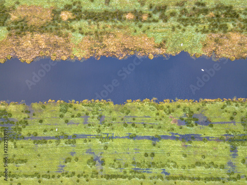 Aerial view of cultivated marshland photo