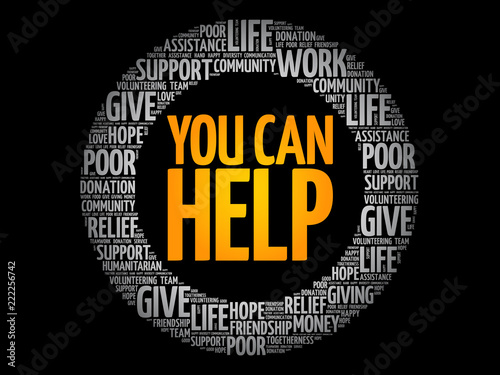 You can help word cloud collage, concept background