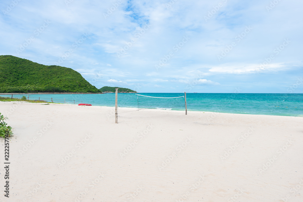 White sand beach with blue sea on Koh Samaesarn.