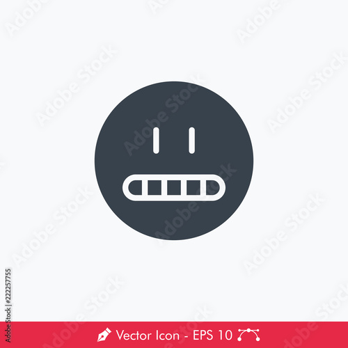 Grin (Flat Smile) Emoji (Emoticon) Icon / Vector