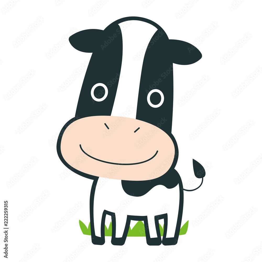 十二支の牛のキャラクター 楽しそうに牧草地を歩いているイラスト Stock Vector Adobe Stock