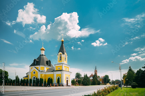 Rechytsa, Gomel Region, Belarus. Cathedral Of Dormition In Sunny photo