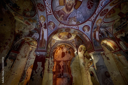 Göreme, Cappadocia, Turkey - 350 carved Byzantine churches in the Turkish capital of Cappadocia. Frescos from the period iconoclasm, as well as later, the oldest come from the ninth century. photo