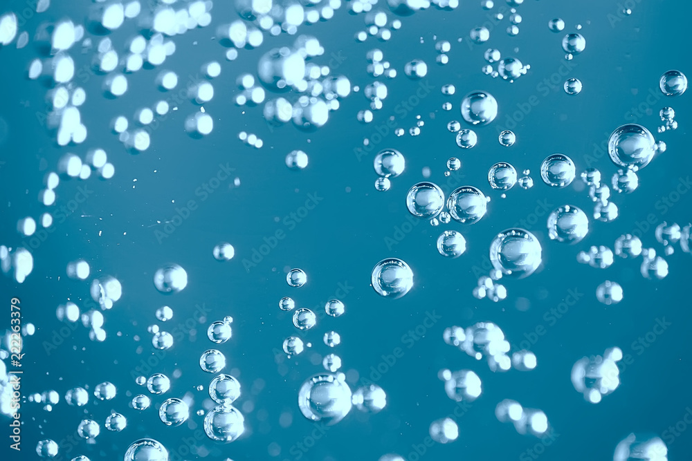 air bubbles in water macro background / blue background abstract bubbles in water