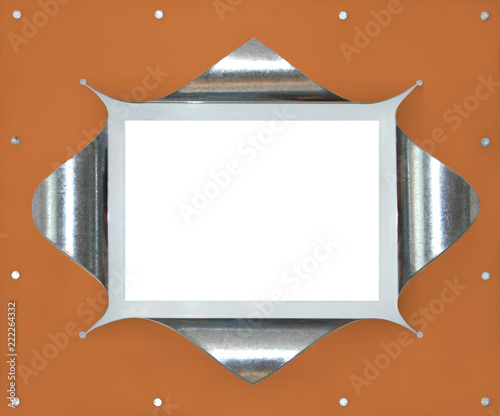 Front view of a brown photo frame with a white area for a picture