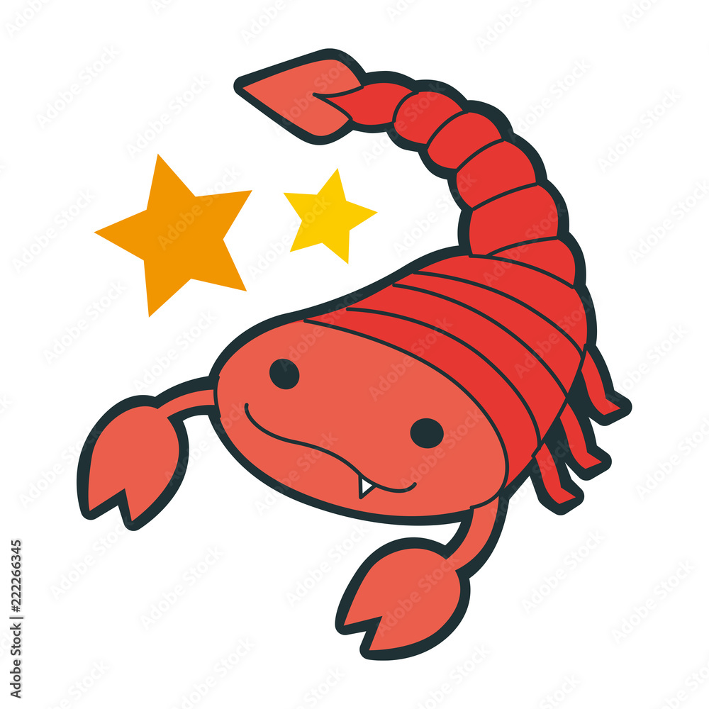 十二星座の蠍座のイラスト 笑顔の真っ赤な蠍のキャラクター Stock Vector Adobe Stock