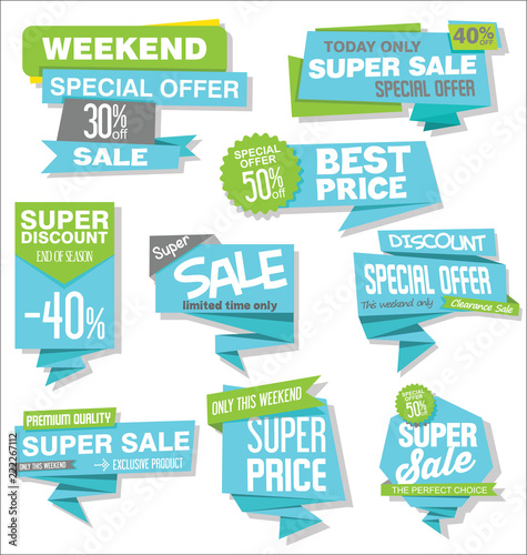 Collection of sale discount and promotion banners and labels 