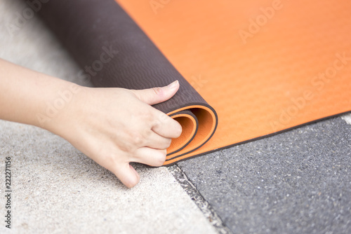 Hands roll yoga mat, Yoga for healthy