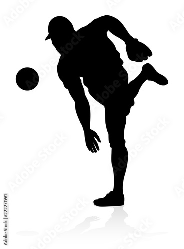 Baseball player in sports pose detailed silhouette