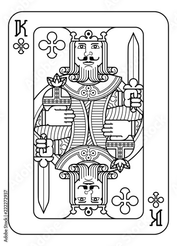 A playing card king of Spades in black and white from a new modern original complete full deck design. Standard poker size.