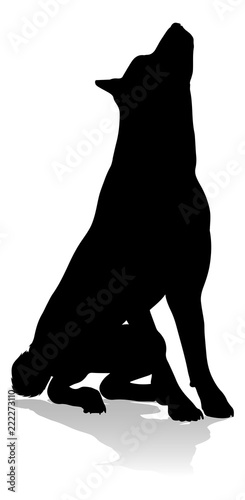 A detailed animal silhouette of a pet dog