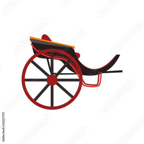 Retro carriage for transportation of people, antique vehicle vector Illustration on a white background