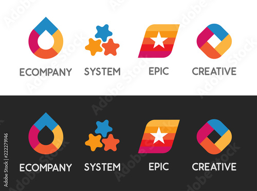 Colorful Set of Logos on wh...