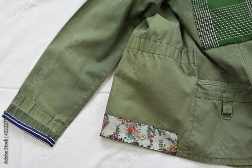 vintage khaki park with sashiko decor