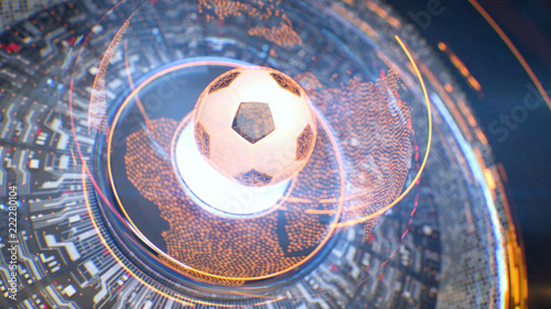 Fototapeta Piłka nożna. Futurystyczny interfejs sportu koncepcji. Technologia cyfrowej piłki nożnej