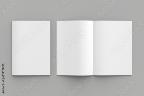 Softcover magazine or brochure mock up isolated on soft gray background. 3d illustration photo