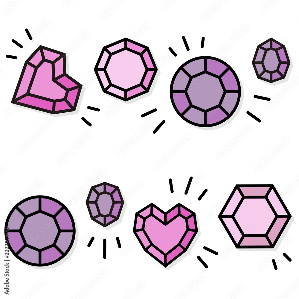 kamienie szlachetne różne kształty różowy poziomy powtarzalny podwójny