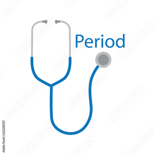 period word and stethoscope icon- vector illustration