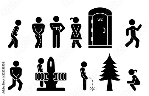 Set of toilet signs. WC icons. Toilet labels. Restroom Signs Illustration.