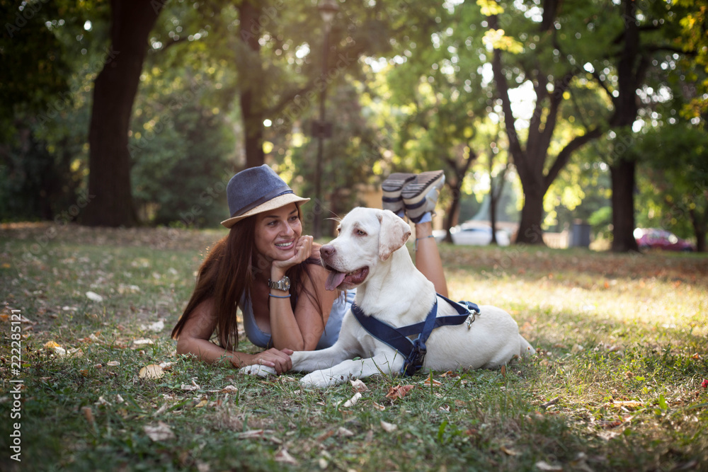 Great love between dog and woman. Great love between dog and woman.