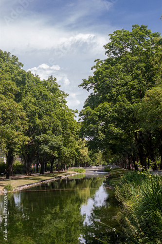 Beautiful Clarenbach canal in the district Lindenthal, Germany, Cologne