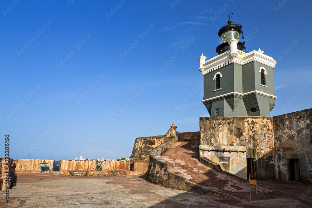 Beautiful view of fort San Felipe Del Morro in San Juan, Puerto Rico