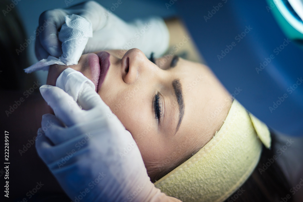 Fototapeta premium Clean face is very important for beauty.