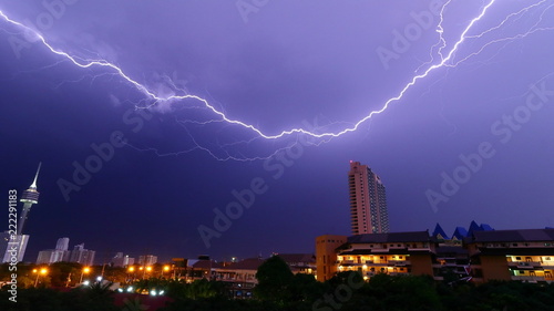 Lightning over the city, Pattaya Thailand
