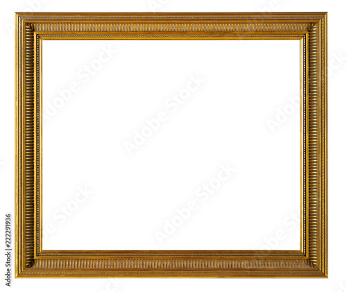 Antique golden picture frame isolated on white background