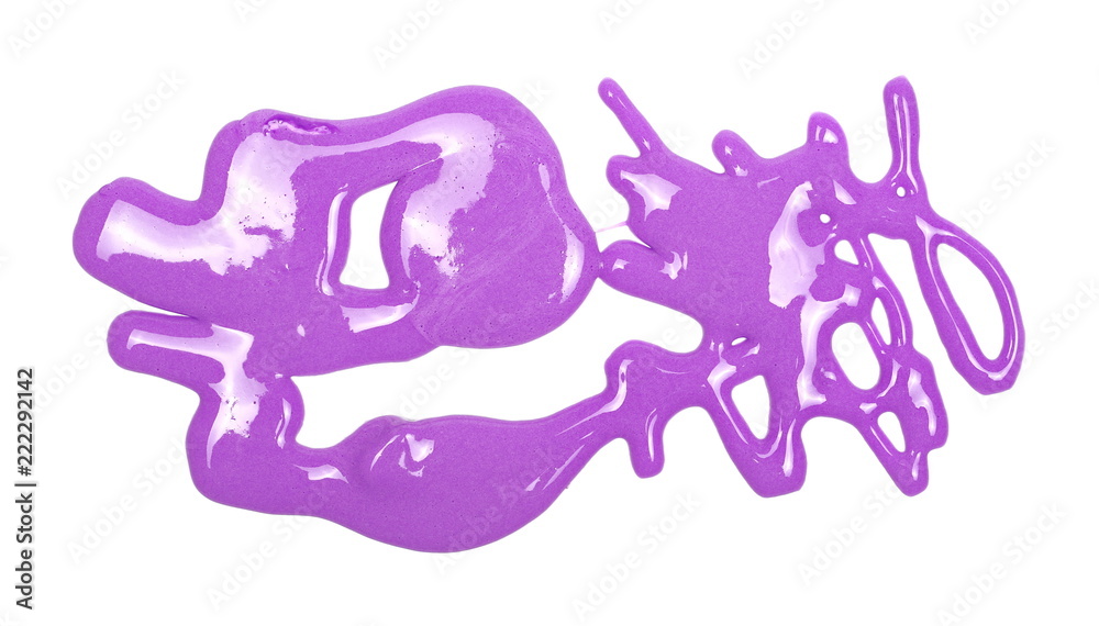 Purple sleaze puddle, slime isolated on white background, with clipping path, top view Purple sleaze puddle, slime isolated on white background, with clipping path, top view