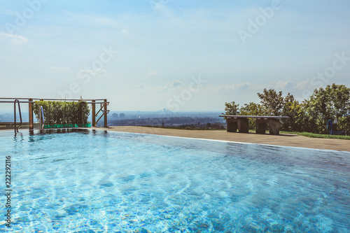 Photography Outdoor swimming pool with beautiful view over city