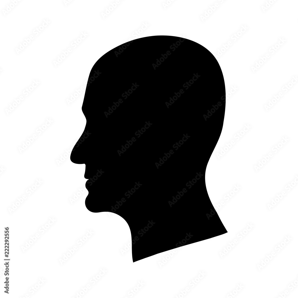 Silhouette. The head of a man. Black. For your design. Icon. Isolated.