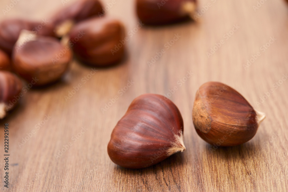 edible chestnut on the table edible chestnut on the table