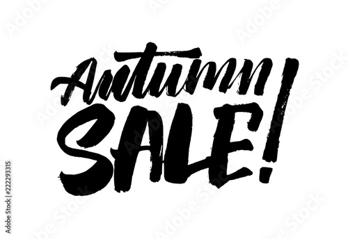 Autumn sale hand drawn calligraphy text. Lettering inscription.