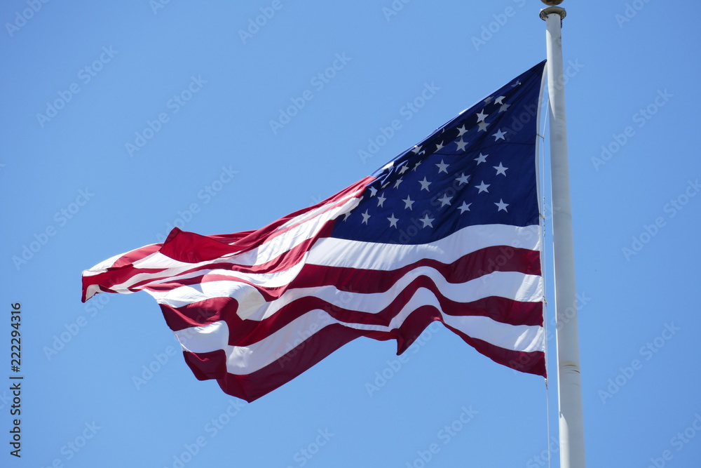 Fototapeta premium Close up of the waving USA flag