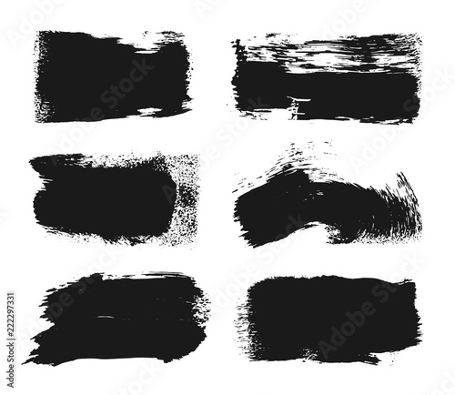 Vector black paint, ink brush stroke, brush, line or texture. Texture artistic design element, box, frame or background for text