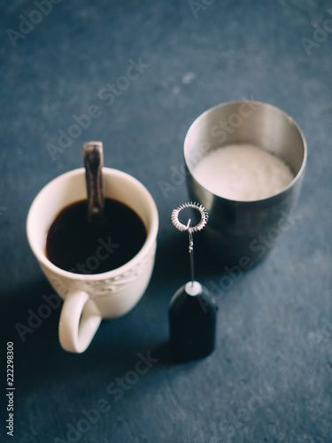 Cappuccino coffee mixer milk frother with metal cup