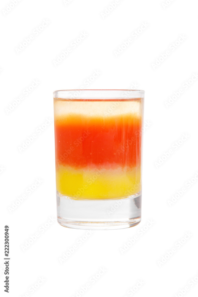 Shot of cocktail isolated white Shot of cocktail isolated white