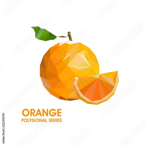 polygonal orange fruit logo icon vector illustration