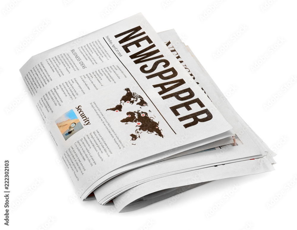 Folded newspapers on white background Folded newspapers on white background