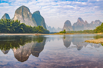 Leinwandbilder Guilin Sonnenaufgang am Li-Fluss Xingping  © serjiob74