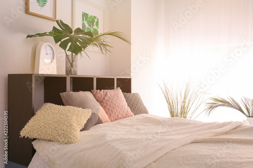 Comfortable bedroom with gr...