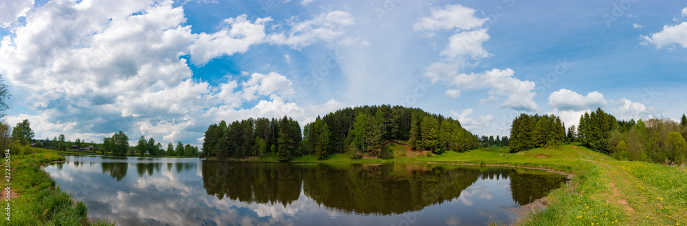 Panorama of village pond