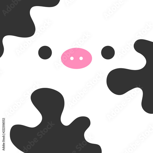 Cute simple cow vector graphic icon. Cartoon cow animal square face, web or print illustration for example for milk products.