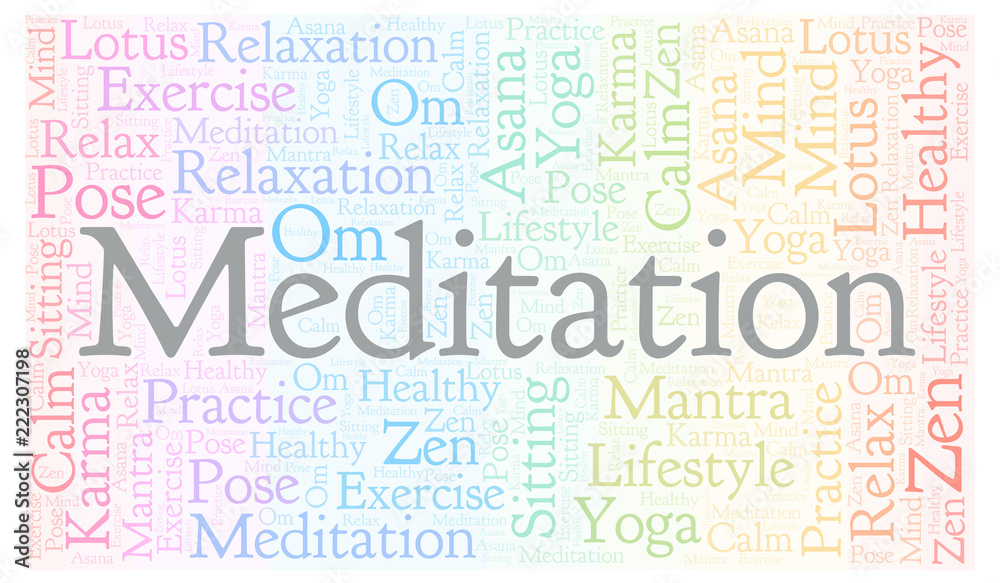 Obraz premium Meditation horizontal word cloud.