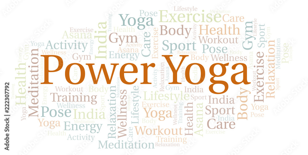 Obraz premium Power Yoga word cloud.