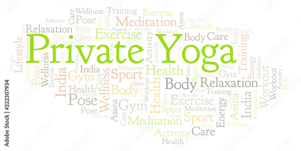 Fototapeta premium Private Yoga word cloud.