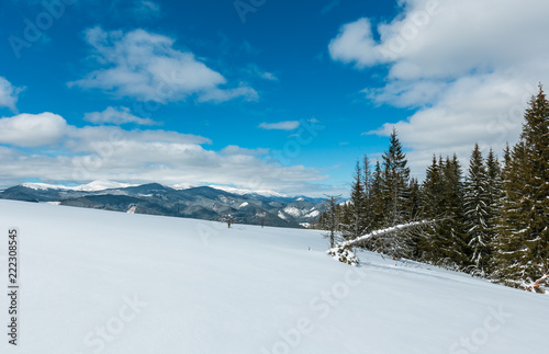 Winter snowy Carpathian mountains, Ukraine photo